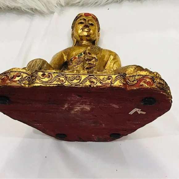 Gold Buddha Statue with Red Accents - Picture 4 of 13